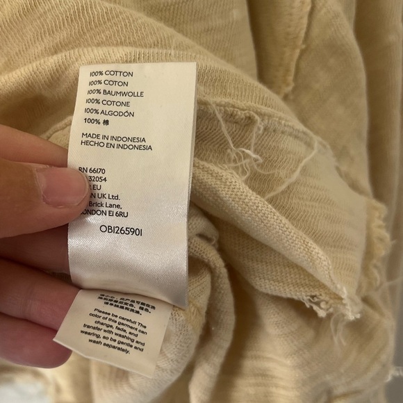 Free People We the Free Vega Cotton Long Sleeve Top Oversized Raw Hem Size Small - Picture 7 of 11